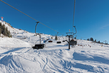 Ski lift on bright winter day