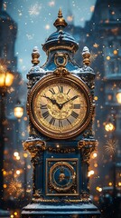 Striking midnight golden clock new year high resolution image