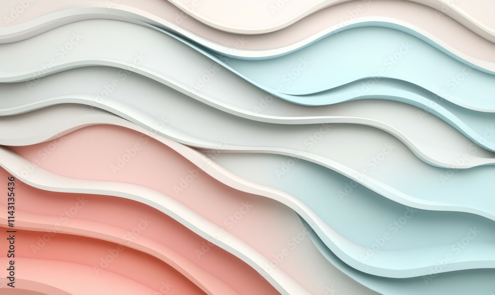 Poster pastel colored tech background with a geometric 3d structure. clean, stepped design with extruded fu