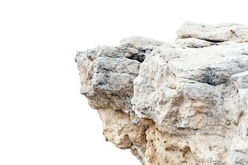 Rough white rock ledge over clear background