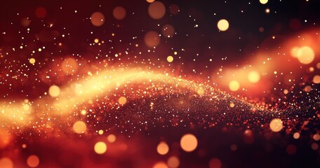 Obraz premium Golden Dust Wave: Abstract Red and Gold Sparkle Background