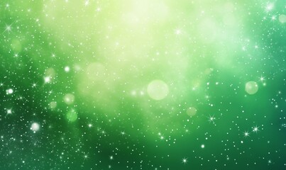 Magical Sky with Aurora and Stars. Green Northern Lights Background with copy-space.