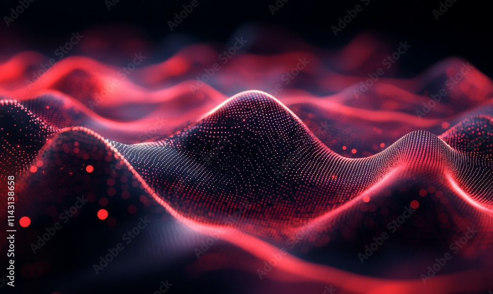 Poster sound wave vizualisation concept. music audio frequencies represented as high tech futuristic flow l