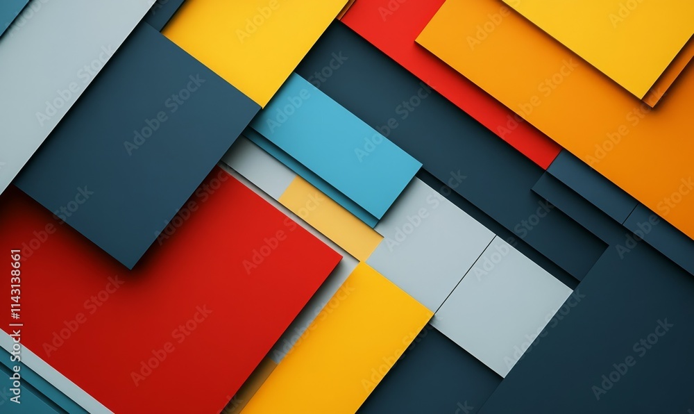 Poster multicolored tech background with a geometric 3d structure. vibrant, minimal design with simple futu