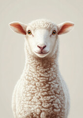 Fototapeta premium white sheep, lamb of god on white background, flat illustration, farm animal