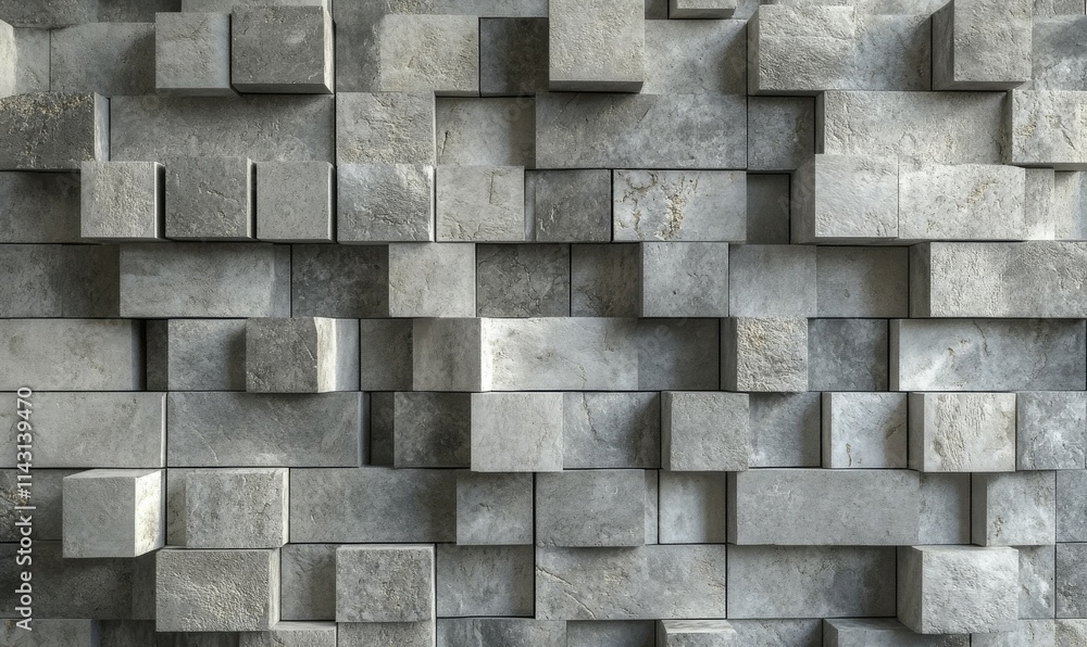 Poster textured, natural stone mosaic tiles arranged in the shape of a wall. semigloss, blocks stacked to c
