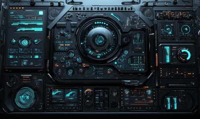 Fototapeta premium Technology Background with Futuristic, Black Sci-Fi Panels. .