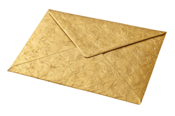 Shiny Gold Envelope with a bright and luxurious design. Isolated on transparent background