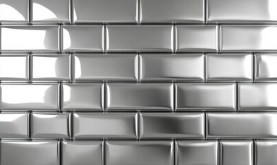 Silver, Glossy Mosaic Tiles arranged in the shape of a wall. Luxurious, Blocks stacked to create a Rectangular block background.