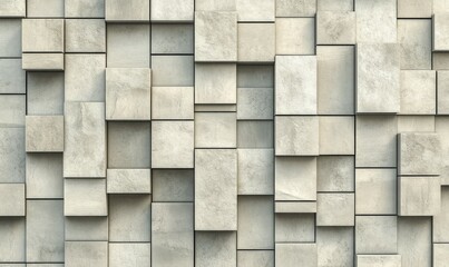 Textured, Natural Stone Mosaic Tiles arranged in the shape of a wall. Semigloss, Blocks stacked to create a Rectangular block background.