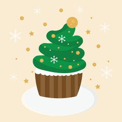 vector christmas cupcake illustration