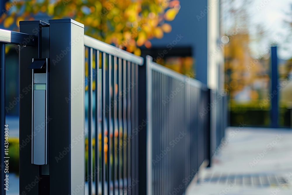 Poster contemporary intercom system controlling access to a residential building, providing security and pe