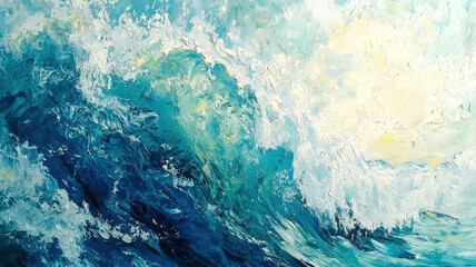 Fototapeta premium A textured close-up of an ocean wave showcasing foam and sunlight reflections, capturing the dynamic movement and refreshing essence of the sea, perfect for coastal-themed designs.