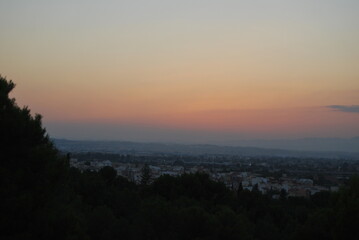 Sunset with city background