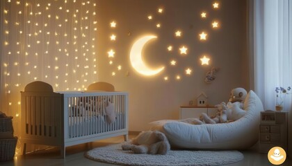 A bright nursery with glowing adjustable lights providing the perfect ambiance for nap times and playtime