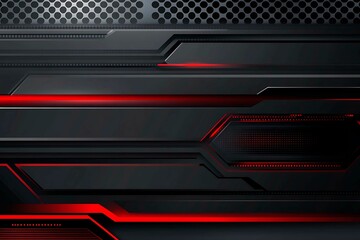 Dynamic technology-inspired abstract background with sharp red, black, and silver lines, creating a sleek and futuristic digital design.