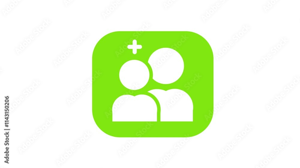 Aufkleber add friend icon animation isolated on white background. adding online person in social media or app 