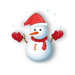 Print. Snowman. Chrismas. Santas Hat. Images. Illustration. Symbol. Winter. Vector. Snowflake. Snow. 