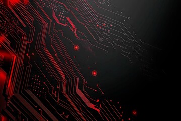 Dynamic technology-inspired abstract background with sharp red, black, and silver lines, creating a sleek and futuristic digital design.