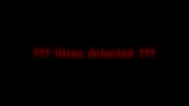 Computer-Bildschirm, Ausschrift: Virus detected