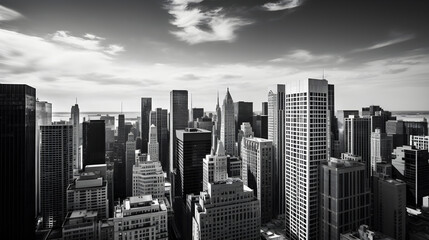 Obraz premium Enthralling Black n' White Cityscape - A Testament to Urban Vibrancy and Architectural Diversity