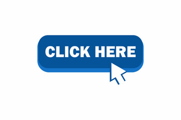 Click here with arrow vector, Blue click here png vector. Digital download. Click here vector web button.