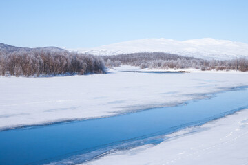 beautiful sunny winter day in sweden