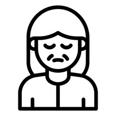 Elderly old woman avatar outline icon for nursing and geriatric care