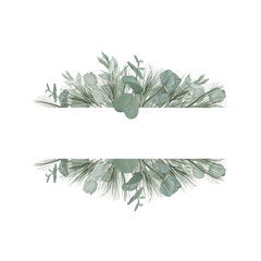 Watercolor Eucalyptus and Pine Border – Minimalist Botanical Design