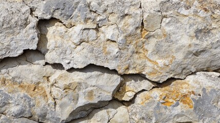 Fototapeta premium A close-up view of a textured rock surface showcasing natural cracks and mineral patterns.