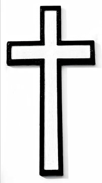 recommend clip art: a white cross with bold black outlines and white background the horizontal cross is small