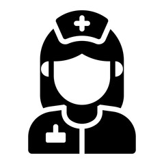 Female nurse avatar glyph icon representing nursing and healthcare
