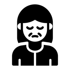Elderly old woman avatar glyph icon for nursing and geriatric care