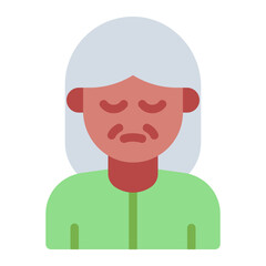 Elderly old woman avatar flat icon for nursing and geriatric care