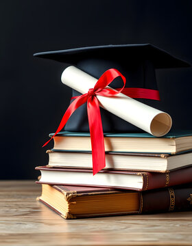 Graduation Cap Books Diploma Dark

