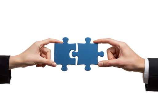 hand with piece of puzzle on transparent background, png - Powered by Adobe