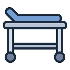 Hospital stretcher filled line icon for emergency and patient transport