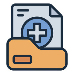 Medical record filled line icon for healthcare documentation and nursing