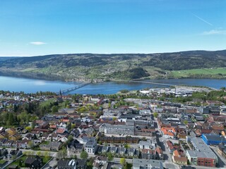 Obraz premium Spring in Lillehammer, aerial drone photo