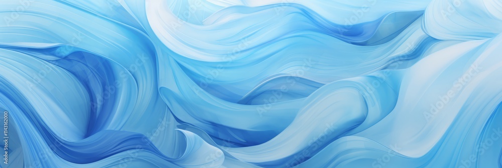 Sticker Abstract image featuring vibrant swirling blue patterns resembling rippling waves or flowing liquids, evoking tranquility and dynamic movement