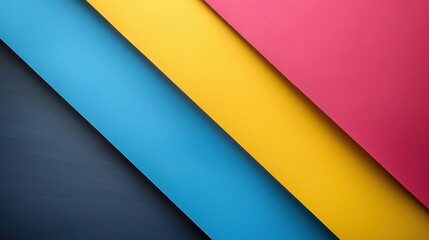 Abstract vibrant geometric pattern featuring overlapping diagonal lines in vivid red, blue, and yellow tones on a minimalist dark gray background