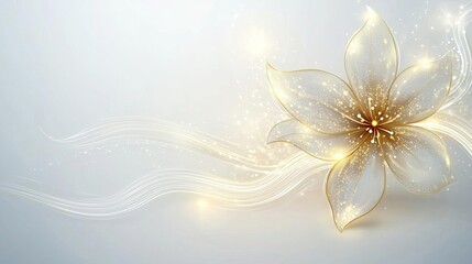 Psychology Emotions Motivation Elegant golden flower with soft light and shimmering details.