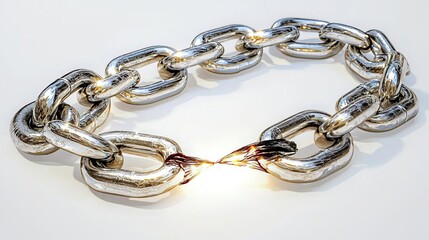 Fototapeta premium Psychology Emotions Motivation A close-up of a broken metal chain with sparks emerging.