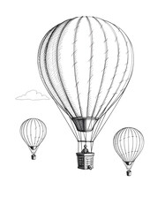Obraz premium Hot Air Balloon Sketch Drawing Vintage