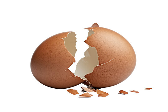 Broken eggs on transparent background