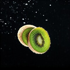 Two slices of kiwi fruit isolated on white