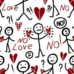 Valentine anti love hearts seamless 14 February pattern for wrapping paper © Tetiana