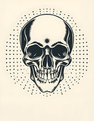 Fototapeta premium Vintage halftone skull illustration, with white tones