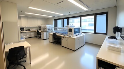  Lab equipped with digital genetic sequencing and advanced synthesizing equipment
