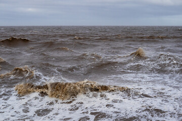 Large waves caused by stormy weather